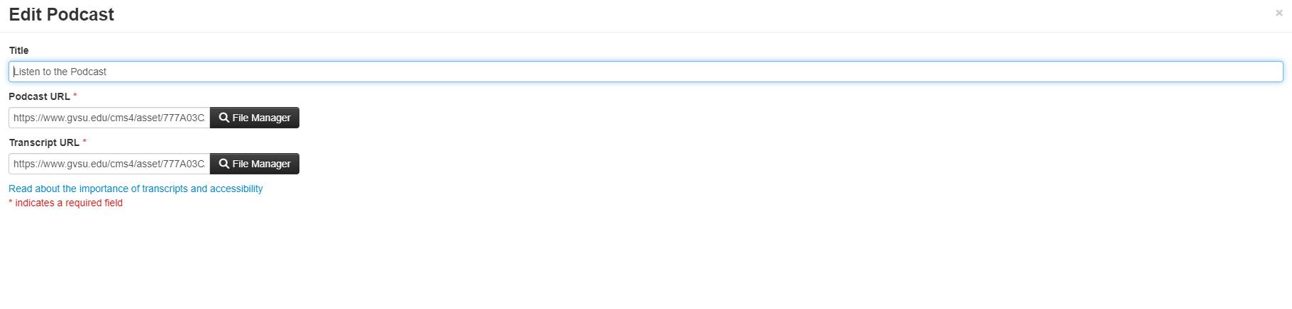 podcast chunk on the backend of the cms